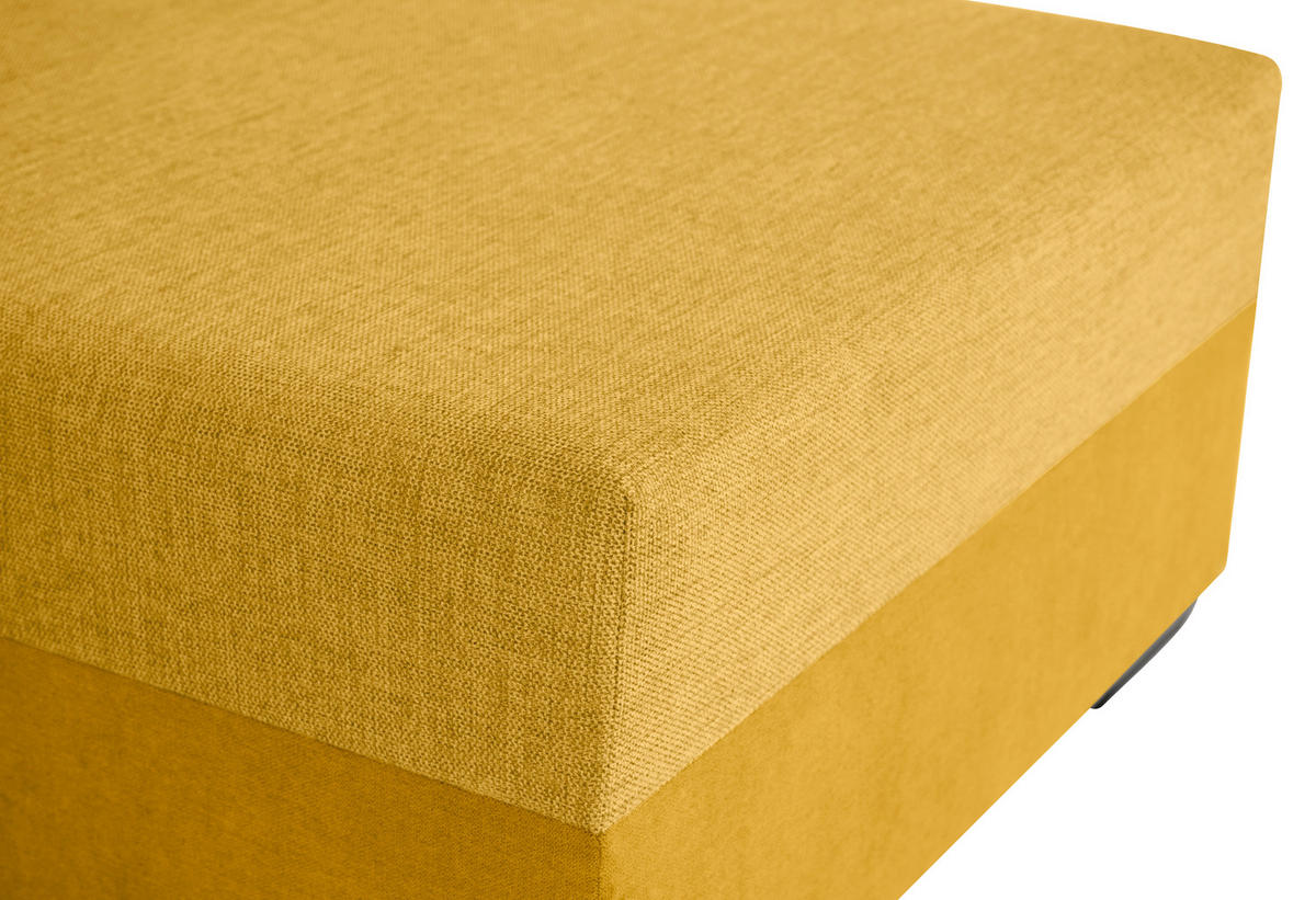 ECKSOFA Gelb Flachgewebe, Struktur  - Gelb/Schwarz, Design, Kunststoff/Textil (252/155cm) - Livetastic