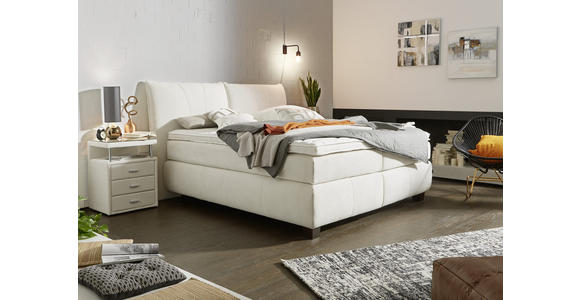 BOXSPRINGBETT 180/200 cm in Weiß - Alufarben/Weiß, KONVENTIONELL, Textil/Metall (180/200cm) - Dieter Knoll