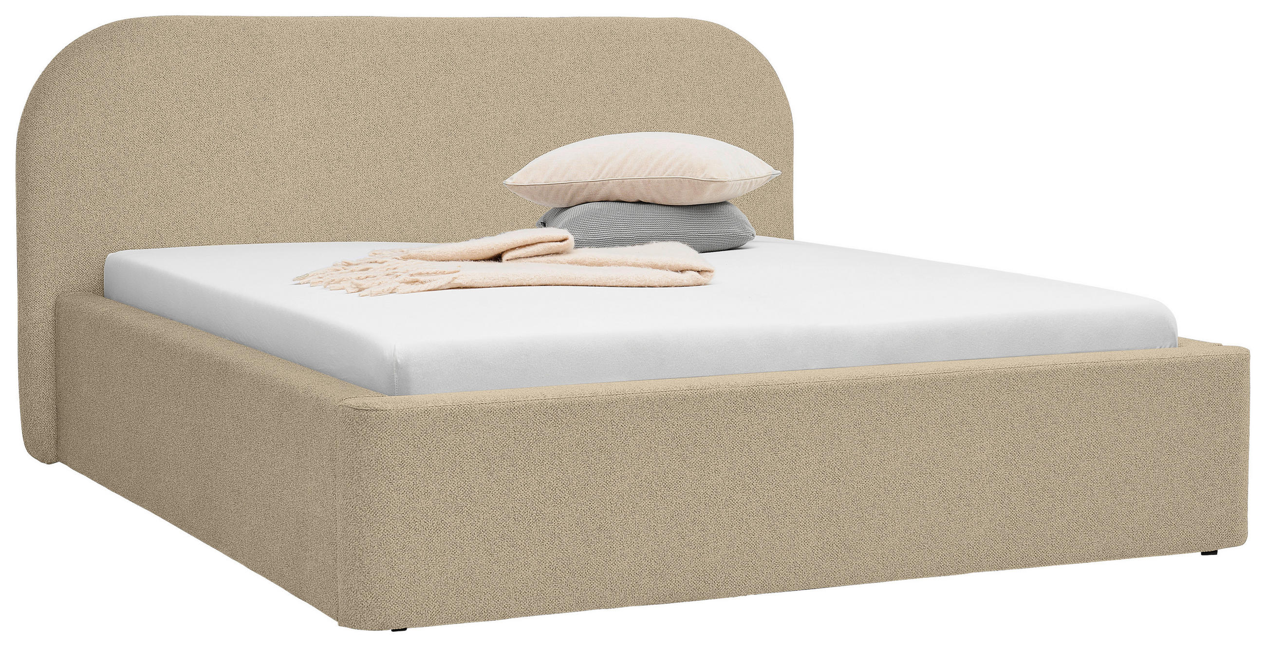 POLSTERBETT 160/200 cm  in Greige  - Greige/Schwarz, Design, Textil (160/200cm) - Boxxx