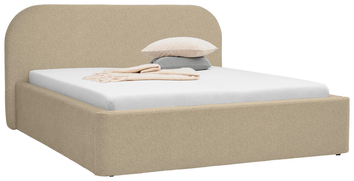 POLSTERBETT Bettkasten, Lattenroste 160/200 cm  in Greige  - Greige/Schwarz, Design, Holz/Textil (160/200cm) - Boxxx