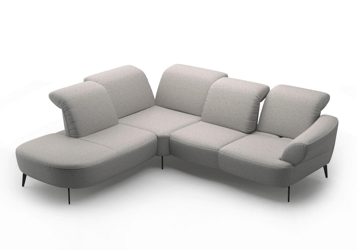 ECKSOFA in Flachgewebe Hellgrau  - Hellgrau/Schwarz, Modern, Textil/Metall (270/302cm) - Sit & More