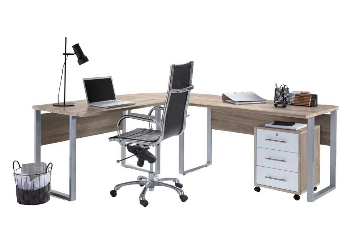 BÜRO - Weiß/Sonoma Eiche, MODERN, Holzwerkstoff/Metall - MID.YOU