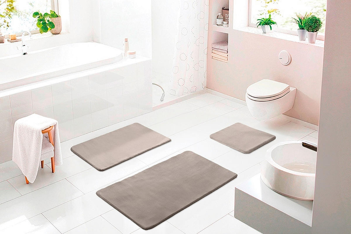 BADEMATTE Beige 60/100 cm  - Beige, Basics, Kunststoff/Textil (60/100cm) - Grund