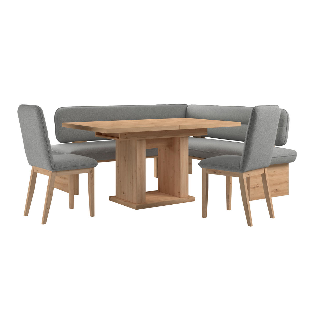 ECKBANK 212/170 cm Webstoff Grau Eiche Sperrholz   - Eichefarben/Grau, KONVENTIONELL, Holz/Textil (212/170cm) - Livetastic