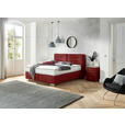 BOXSPRINGBETT 200/200 cm,  in Rot, Matratze, gepolstertes Kopfteil, H4 + H4 = sehr fest  - Chromfarben/Rot, KONVENTIONELL, Textil (200/200cm) - Dieter Knoll