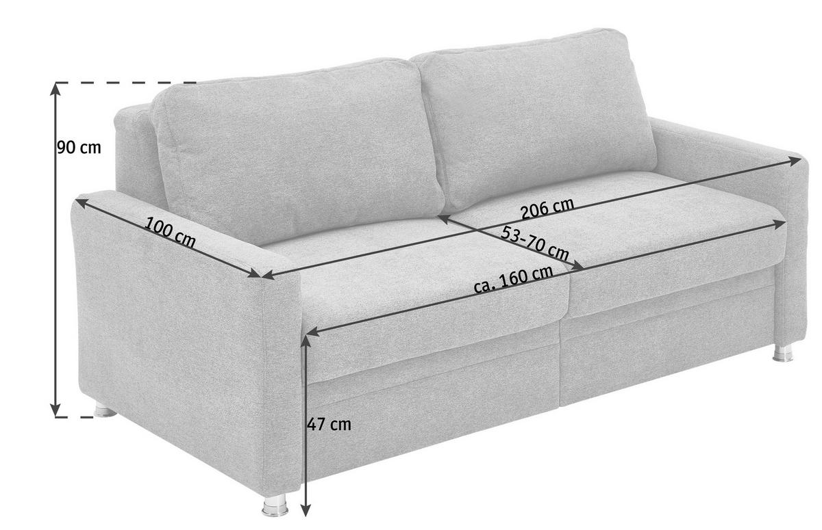 SCHLAFSOFA Naturfarben  - Naturfarben, KONVENTIONELL, Textil/Metall (206/90/100cm) - Beldomo Style