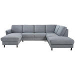 WOHNLANDSCHAFT in Webstoff Blaugrau  - Blaugrau/Schwarz, KONVENTIONELL, Textil/Metall (168/305/200cm) - Voleo