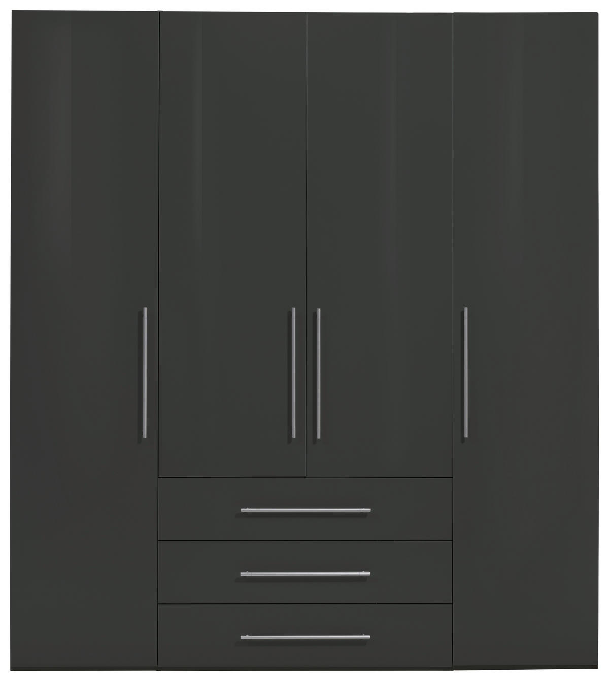 DREHTÜRENSCHRANK in Anthrazit, Anthrazit Hochglanz  - Anthrazit/Anthrazit Hochglanz, Konventionell, Holzwerkstoff/Metall (195,5/218,6/59,5cm) - Xora