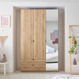 DREHTÜRENSCHRANK  in Eichefarben  - Eichefarben/Schwarz, MODERN, Glas/Holzwerkstoff (135,4/225,5/57cm) - Xora