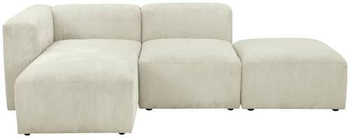 ECKSCHLAFSOFA in Cord Creme  - Creme/Schwarz, Design, Kunststoff/Textil (160/250cm) - Max Winzer