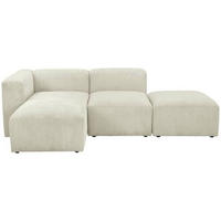ECKSCHLAFSOFA Creme Cord  - Creme/Schwarz, Design, Kunststoff/Textil (160/250cm) - Max Winzer