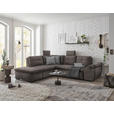 ECKSOFA in Mikrovelours Graubraun  - Graubraun/Schwarz, KONVENTIONELL, Kunststoff/Textil (217/265cm) - Carryhome