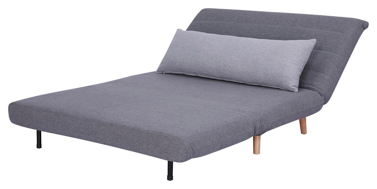 SCHLAFSOFA Webstoff Dunkelgrau  - Dunkelgrau/Hellgrau, MODERN, Holz/Kunststoff (125/84/91cm) - Livetastic