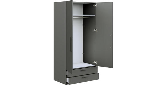 KLEIDERSCHRANK  in Graphitfarben  - Anthrazit/Graphitfarben, Design, Holzwerkstoff/Metall (101,3/213,6/59,3cm) - Cantus