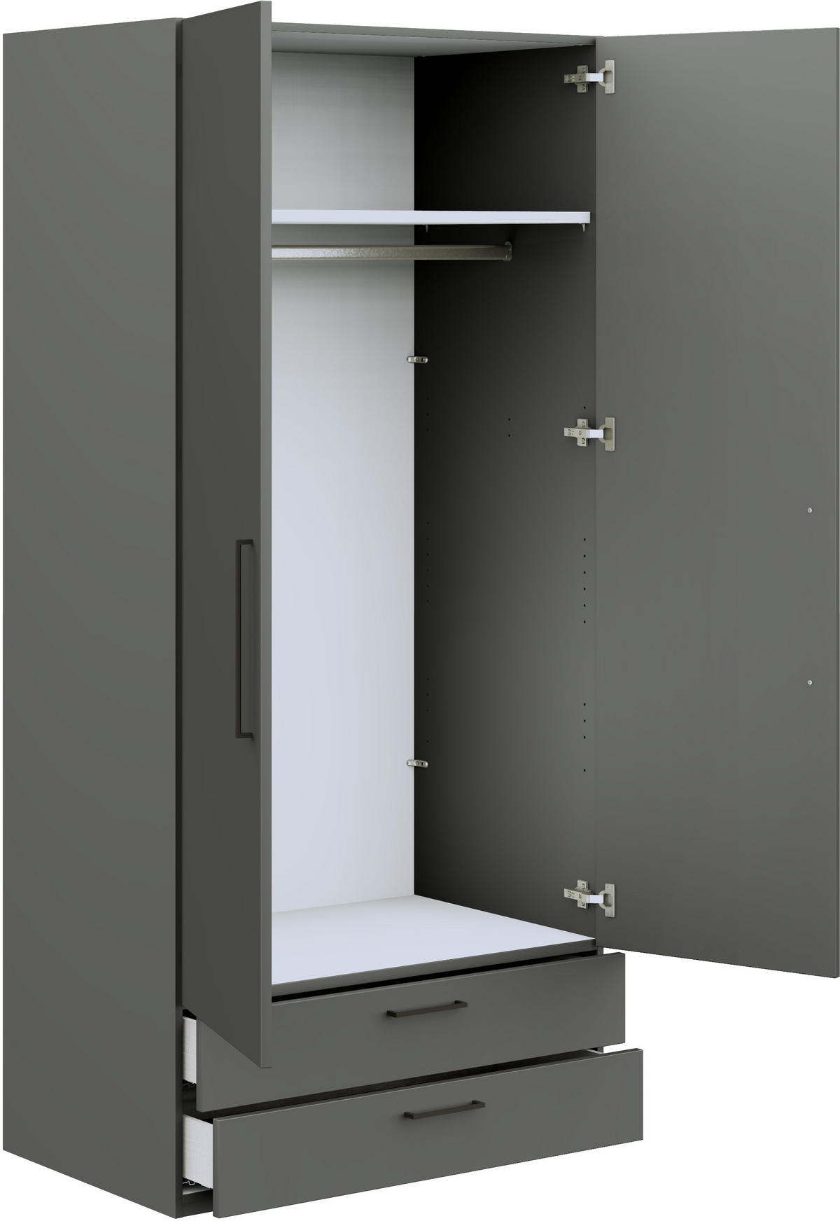 KLEIDERSCHRANK in Graphitfarben  - Anthrazit/Graphitfarben, Design, Holzwerkstoff/Metall (101,3/213,6/59,3cm) - Cantus