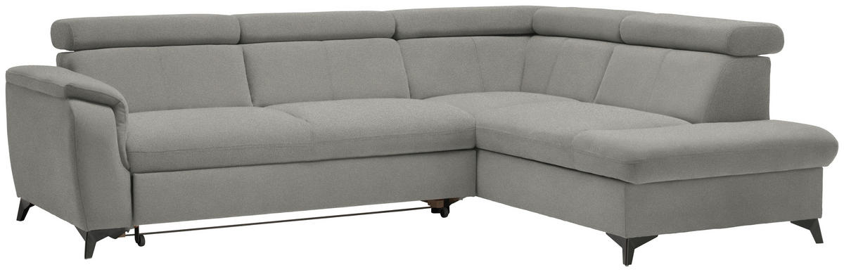 ECKSOFA in Mikrofaser Hellgrau  - Hellgrau/Schwarz, Design, Textil/Metall (260/203cm) - Stylife