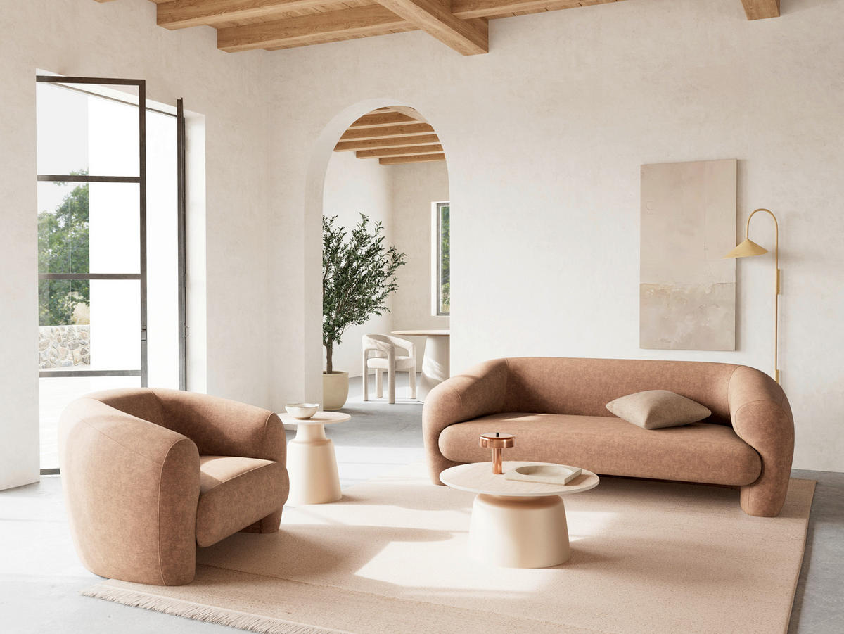 SOFFBORD i metall, keramik 70/70/39 cm  - beige/svart, Design, metall/keramik (70/70/39cm) - MID.YOU