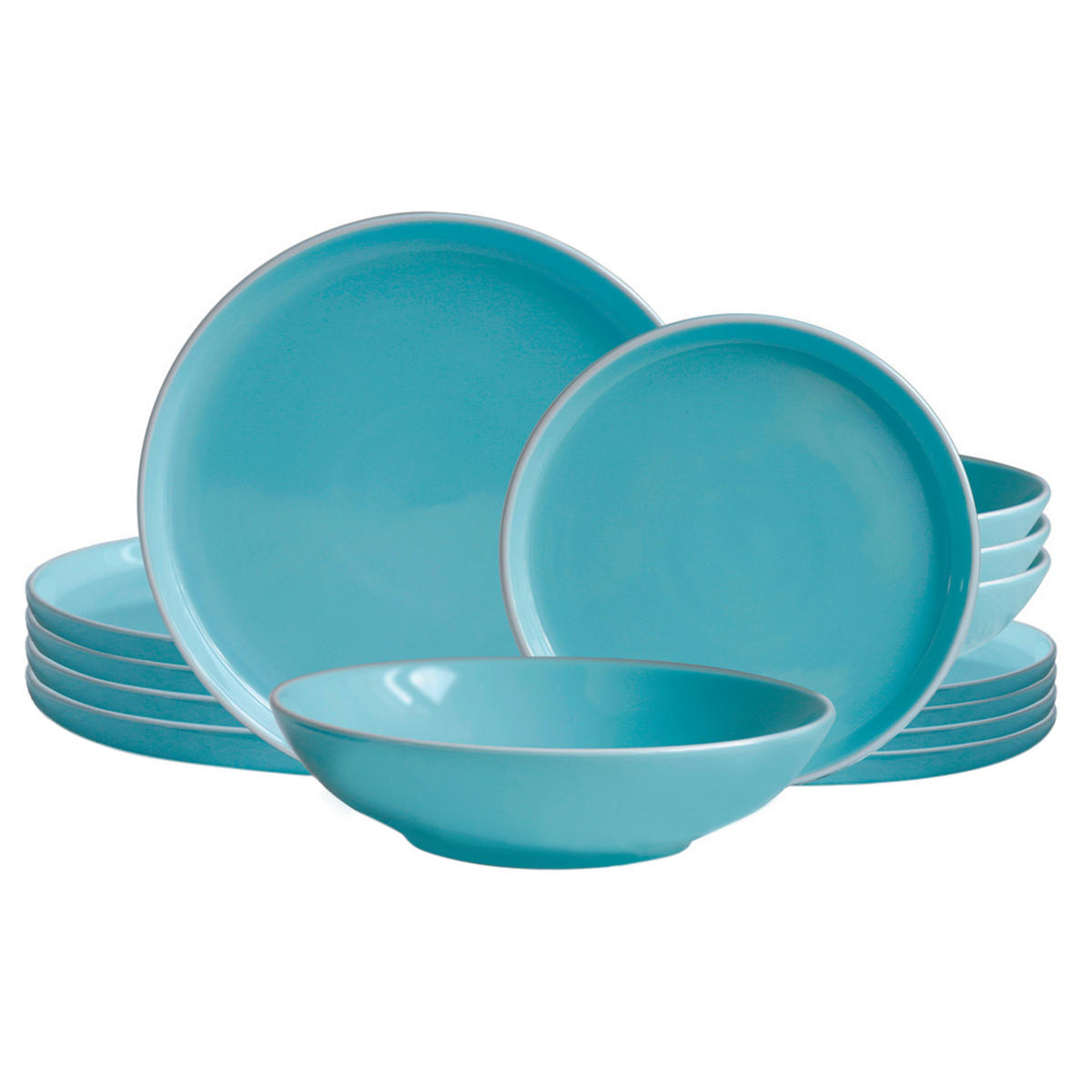 TAFELSERVICE Nerea 12-teilig  - Pastellblau, Basics, Keramik - Echtwerk