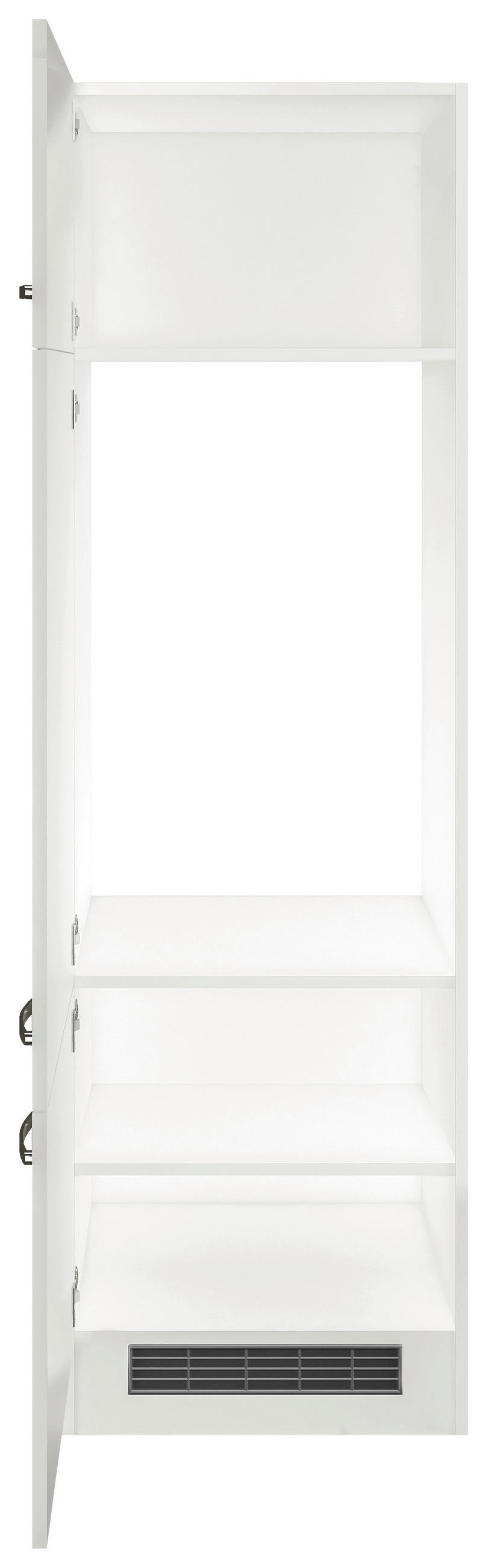 GERÄTEUMBAUSCHRANK 60/200/57 cm  in Weiß, Weiß Hochglanz  - Edelstahlfarben/Weiß Hochglanz, MODERN, Holzwerkstoff/Metall (60/200/57cm) - FlexWell