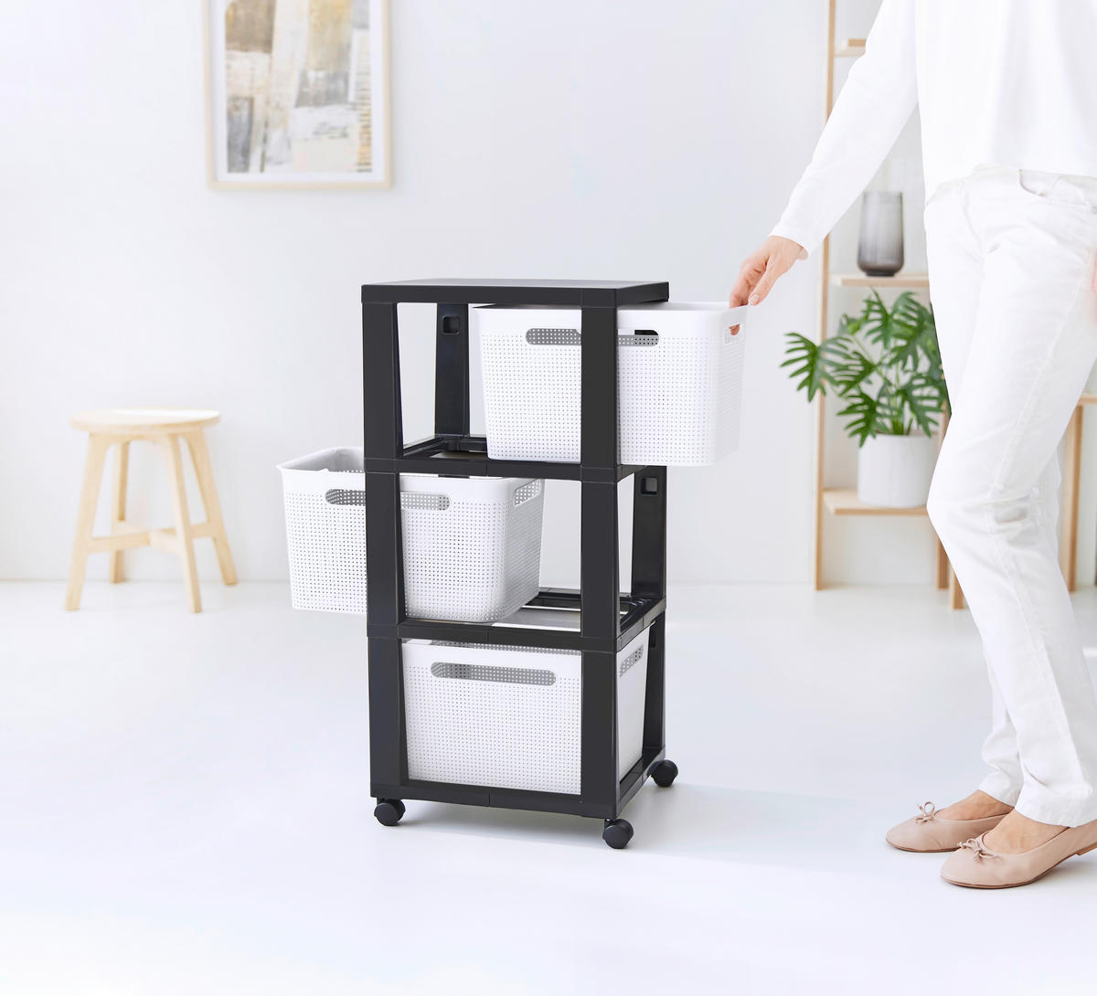 ALLZWECKWAGEN Anthrazit, Weiß  - Anthrazit/Weiß, Basics, Kunststoff (36,6/29,6/77cm) - Rotho