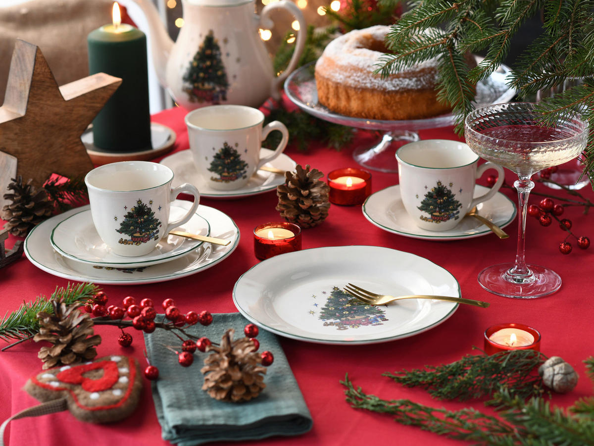 KAFFEESERVICE Tannenbaum bunt 18-teilig  - Multicolor/Weiß, Basics, Keramik - Creatable