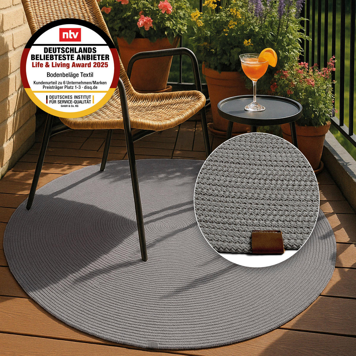 WEBTEPPICH 120 cm Paris Grau rund  - Grau, Basics, Textil (120cm) - Astra