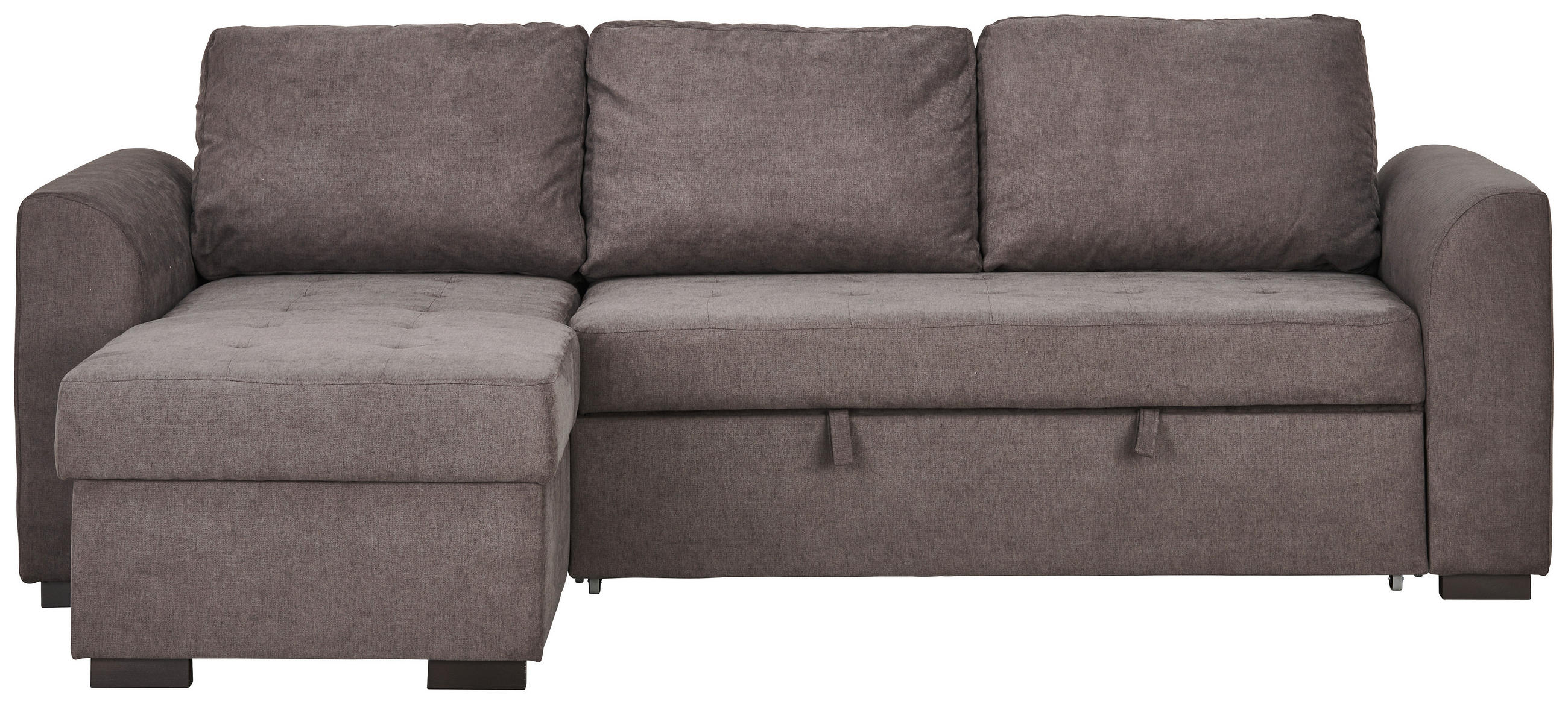 ECKSOFA inkl.Funktionen Dunkelgrau Webstoff  - Dunkelgrau/Schwarz, Design, Kunststoff/Textil (243/87/155cm) - Xora