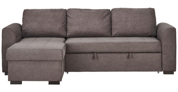 ECKSOFA in Webstoff Dunkelgrau  - Dunkelgrau/Schwarz, Design, Kunststoff/Textil (155/243cm) - Xora