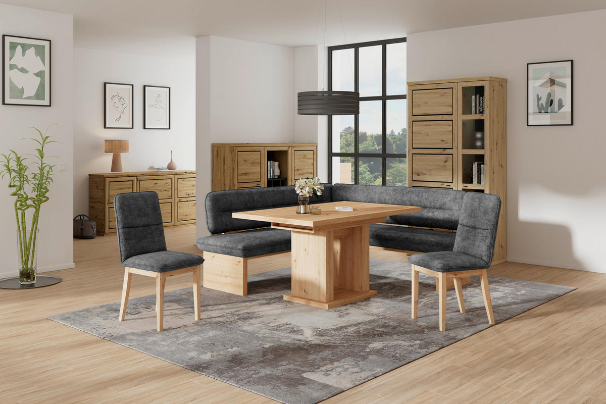 ECKBANK 212/170 cm Webstoff Anthrazit Eiche Sperrholz   - Eichefarben/Anthrazit, KONVENTIONELL, Holz/Textil (212/170cm) - James Wood