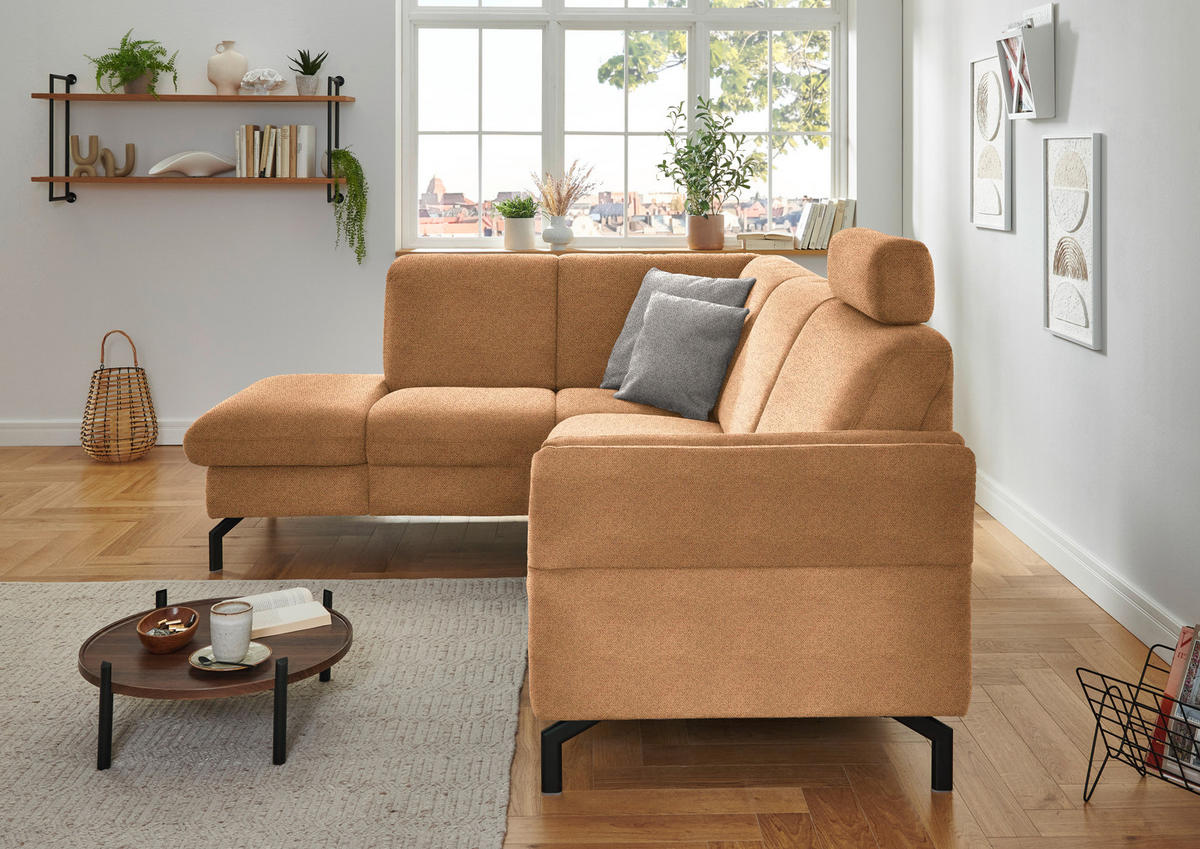 ECKSOFA in Flachgewebe Gelb  - Gelb/Schwarz, Konventionell, Textil/Metall (190/241cm) - Beldomo Comfort