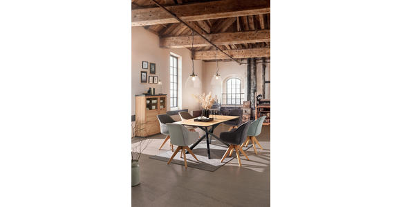 ESSTISCH rechteckig Eichefarben - Eichefarben/Schwarz, Design, Holzwerkstoff/Metall (180/90/75cm) - Carryhome