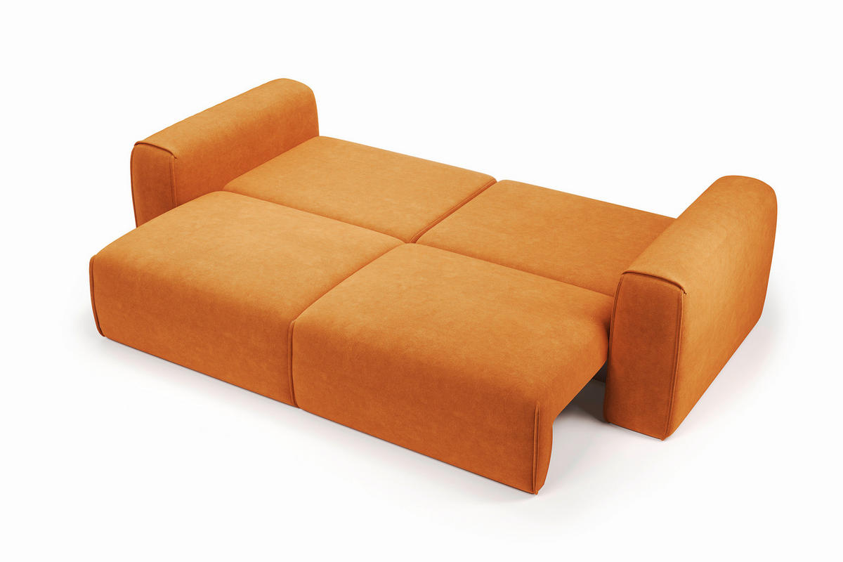 SCHLAFSOFA Tuzzi  mit Schlafen auf Sitzhöhe Velours Orange  - Schwarz/Orange, Basics, Kunststoff/Textil (252/94/105cm) - Livetastic