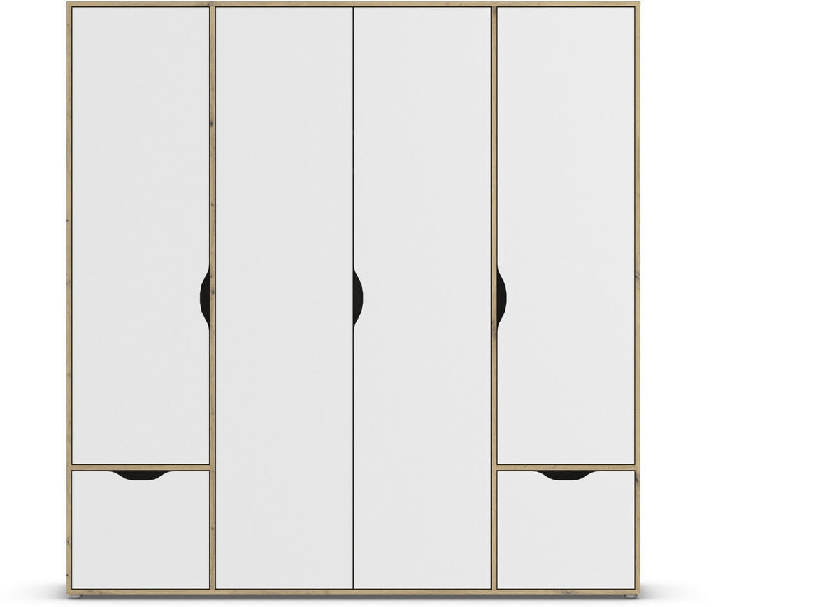 DREHTÜRENSCHRANK in Weiss, Eiche Artisan  - Weiss/Eiche Artisan, Basics, Holzwerkstoff (187/194/53cm) - Boxxx