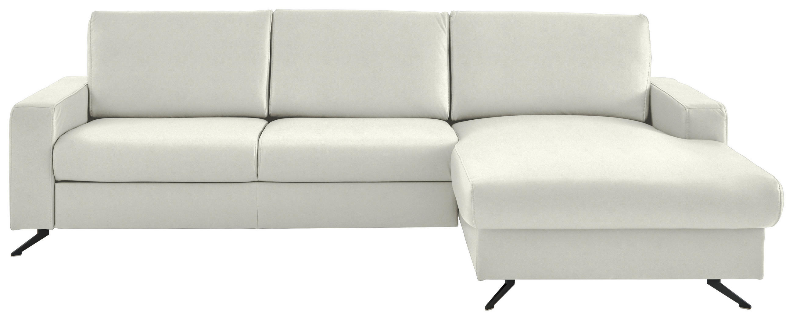 ECKSOFA in Echtleder Weiß  267/165 cm  - Schwarz/Weiß, Design, Leder/Metall (267/165cm) - Lomoco