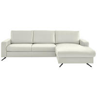 ECKSOFA in Echtleder Weiss  - Weiss/Schwarz, Design, Leder/Metall (267/165cm) - Lomoco