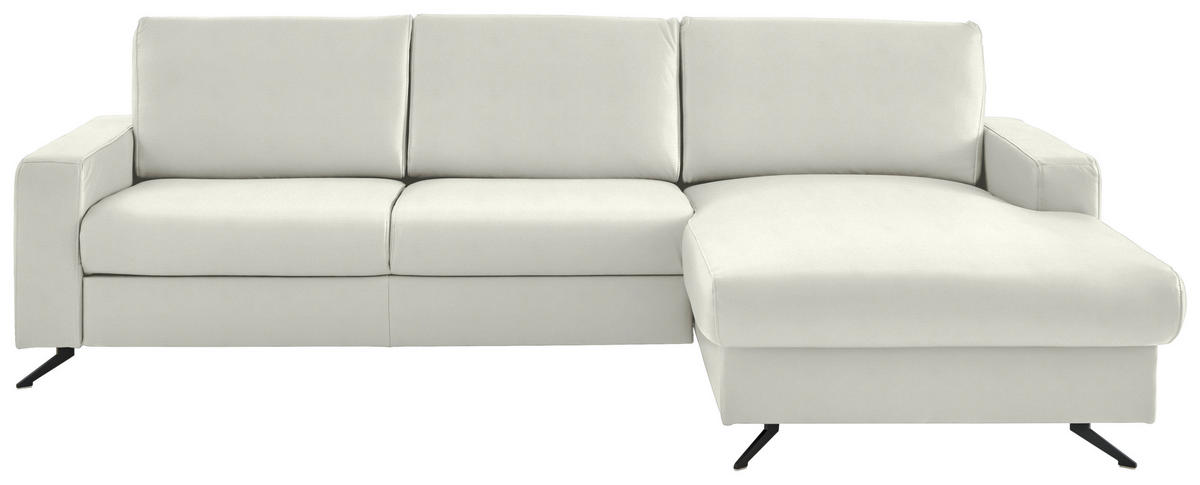 ECKSOFA in Echtleder Weiss  - Weiss/Schwarz, Design, Leder/Metall (267/165cm) - Lomoco