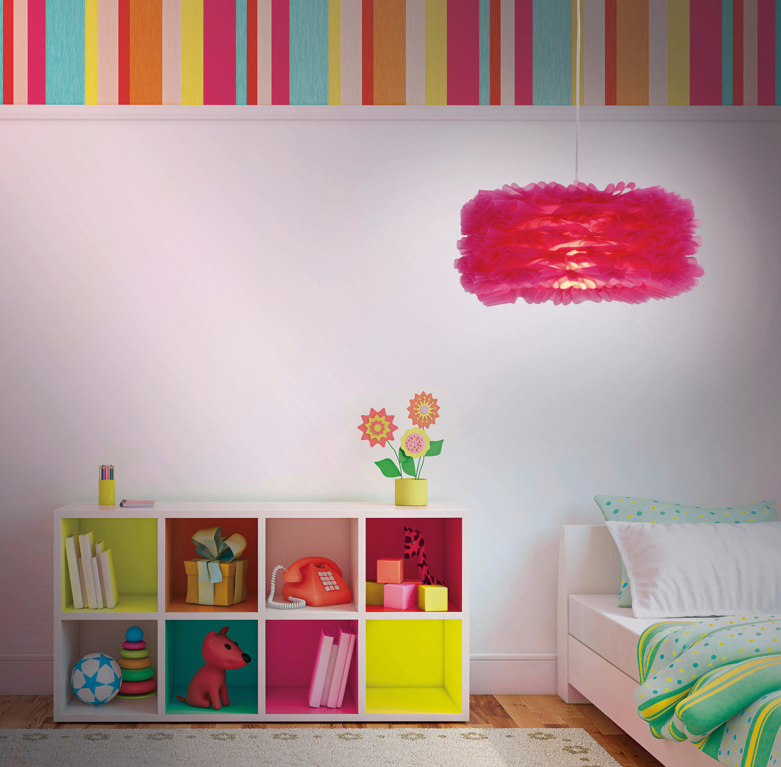 HÄNGELEUCHTE VOLANT 40/101 cm   - Pink/Rot, Trend, Kunststoff (40/101cm) - Näve