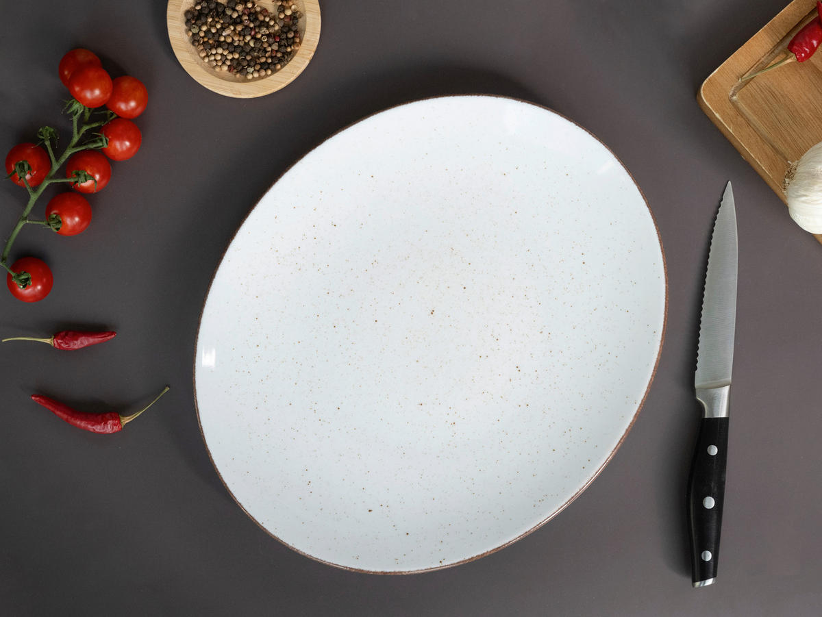 STEAKTELLERSET Vintage Nature Weiss 4-teilig  - Grauweiß, Basics, Keramik - Creatable