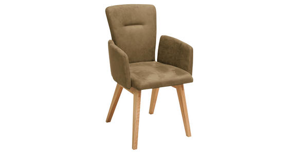 ARMLEHNSTUHL in Mikrofaser - Eichefarben/Olivgrün, KONVENTIONELL, Holz/Textil (57/91/66cm) - Dieter Knoll