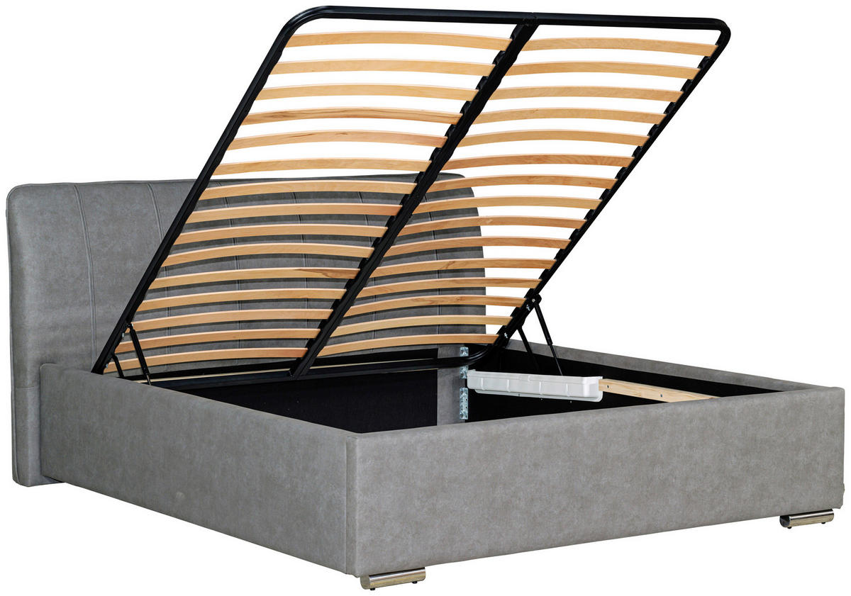 POLSTERBETT 180/200 cm  in Grau  - Chromfarben/Schwarz, Basics, Holz/Textil (180/200cm) - Boxxx