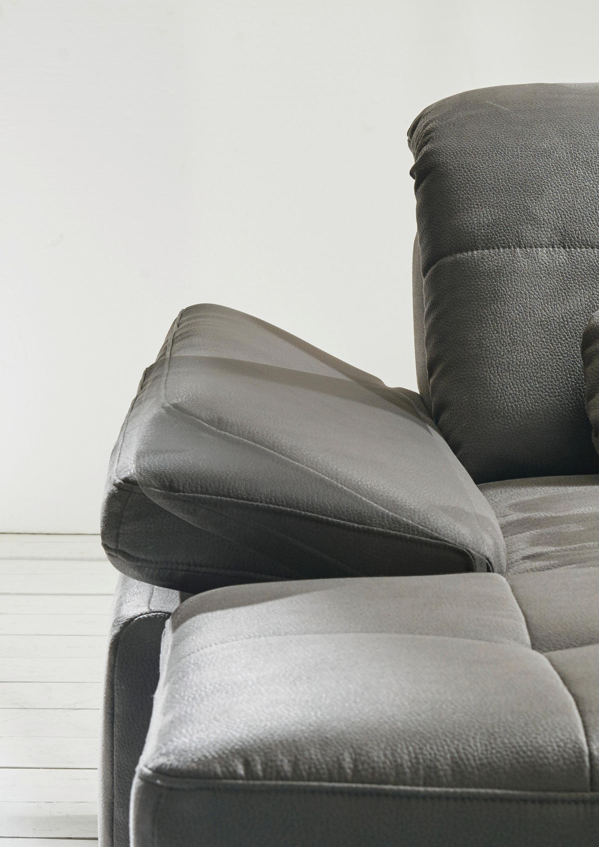 WOHNLANDSCHAFT Grau Mikrofaser  - Chromfarben/Grau, Design, Textil/Metall (260/371/195cm) - Beldomo Style