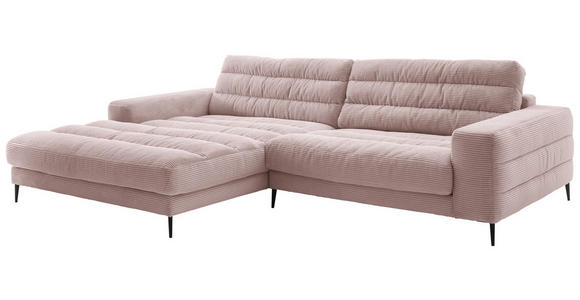 WOHNLANDSCHAFT in Cord Rosa  - Schwarz/Rosa, Design, Textil/Metall (207/296cm) - Dieter Knoll