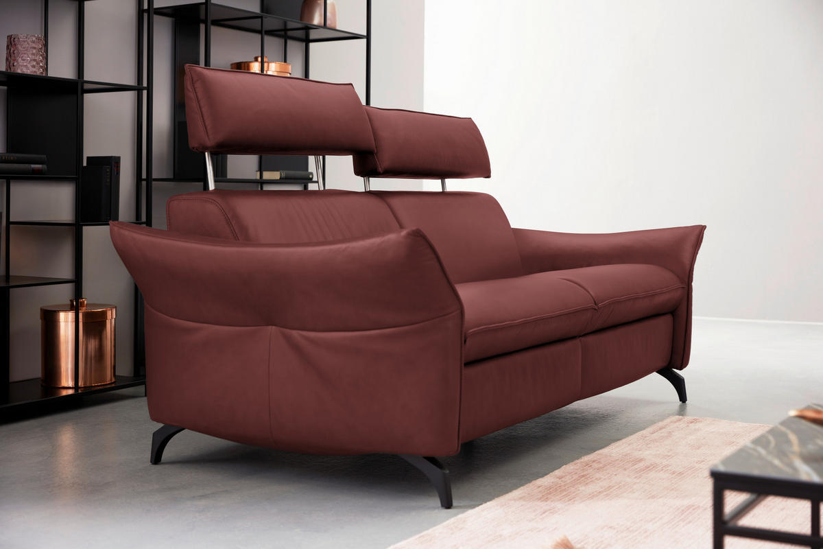 3-SITZER-SOFA in Echtleder Rotbraun  - Rotbraun/Anthrazit, Design, Leder/Metall (224/94/95cm) - Himolla