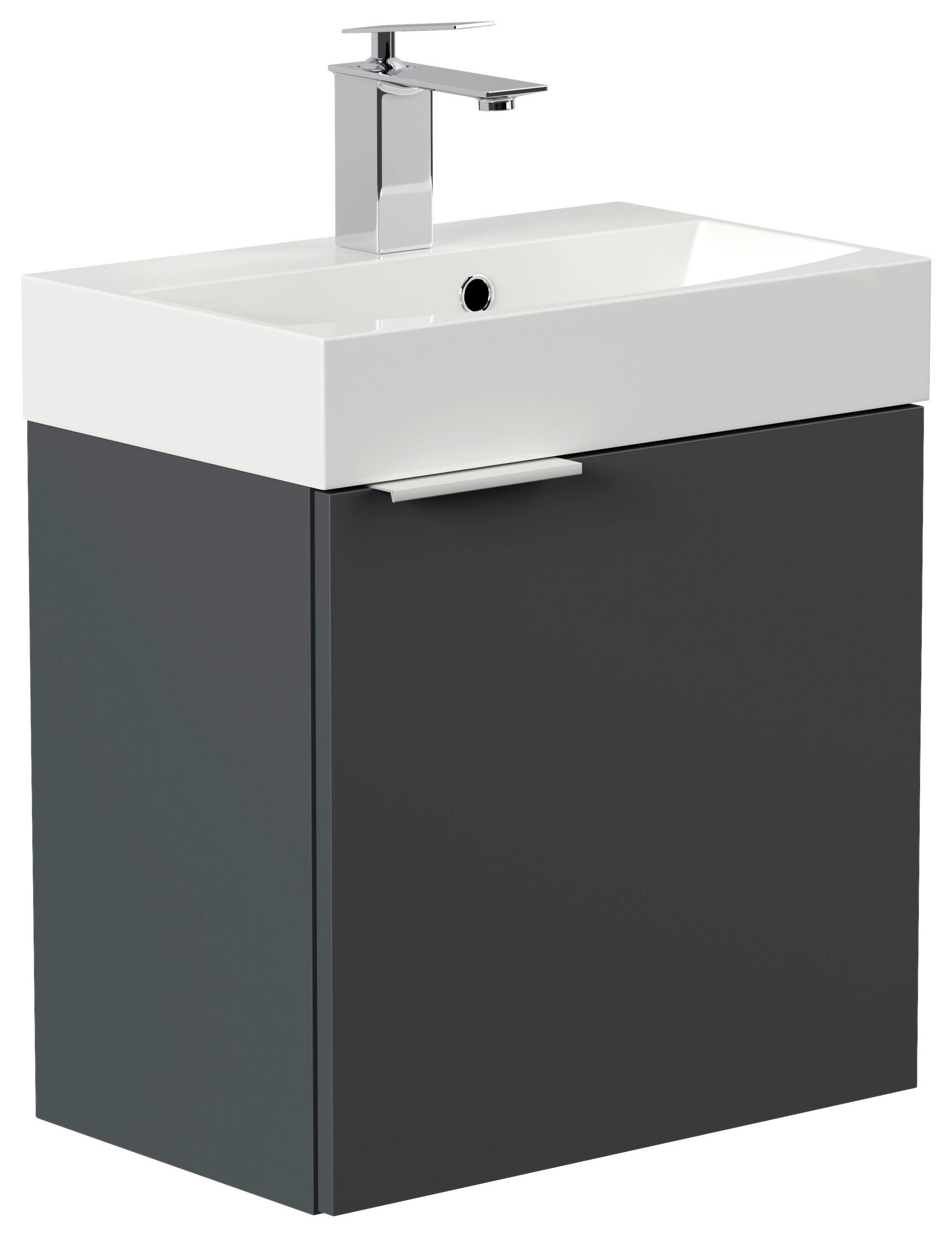 GÄSTEBAD 50 cm  - Silberfarben/Graphitfarben, MODERN, Holzwerkstoff/Stein (50cm) - MID.YOU