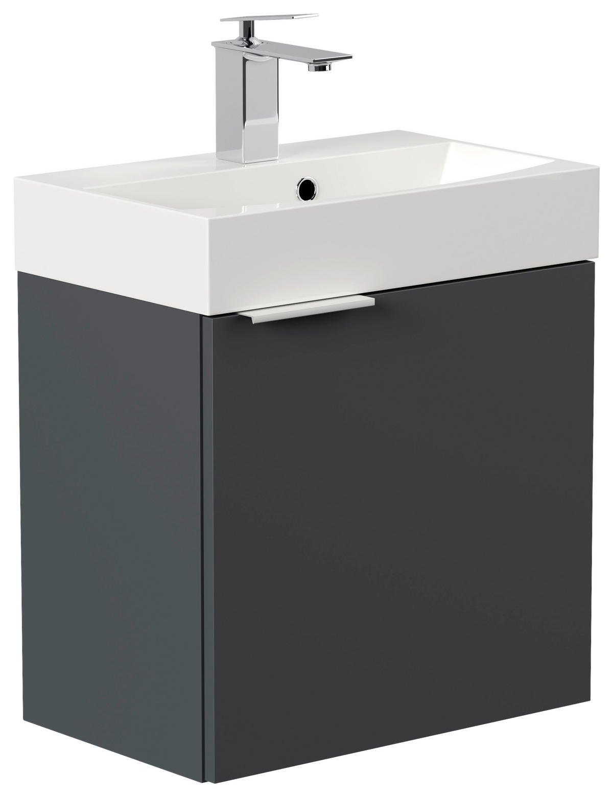 GÄSTEBAD 50 cm  - Silberfarben/Graphitfarben, MODERN, Holzwerkstoff/Stein (50cm) - MID.YOU