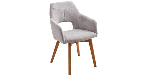 ARMLEHNSTUHL Webstoff Wildeiche massiv Grau, Eichefarben - Eichefarben/Grau, Design, Holz/Textil (57/84/57cm) - Voleo