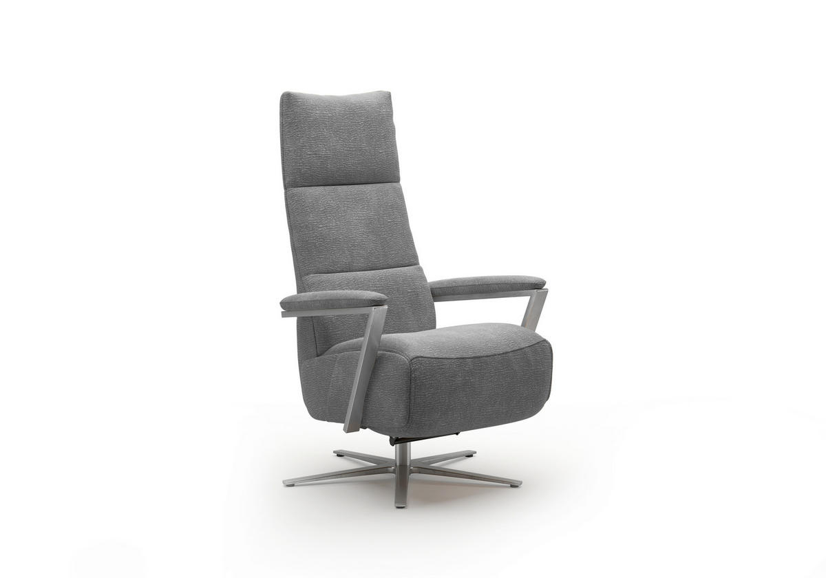 RELAXSESSEL TV VARIO COMFORT E S1 Chenille Kopfteilverstellung, Rücken echt    - Silberfarben/Grau, Basics, Textil/Metall (70/124/85cm) - Sit & More