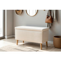 HOCKER 400 004  Cord Creme  - Creme/Naturfarben, Basics, Holz/Textil (91/58/41cm) - Livetastic