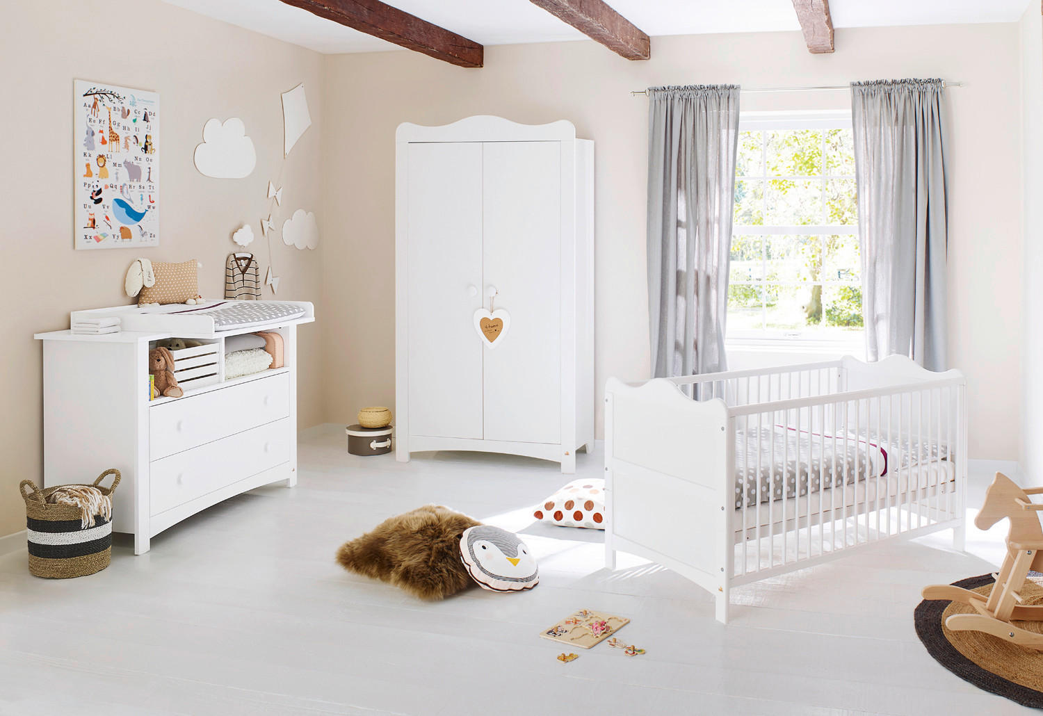 BABYZIMMER FLORENTINA  - Weiß, ROMANTIK / LANDHAUS, Holz/Holzwerkstoff - Pinolino