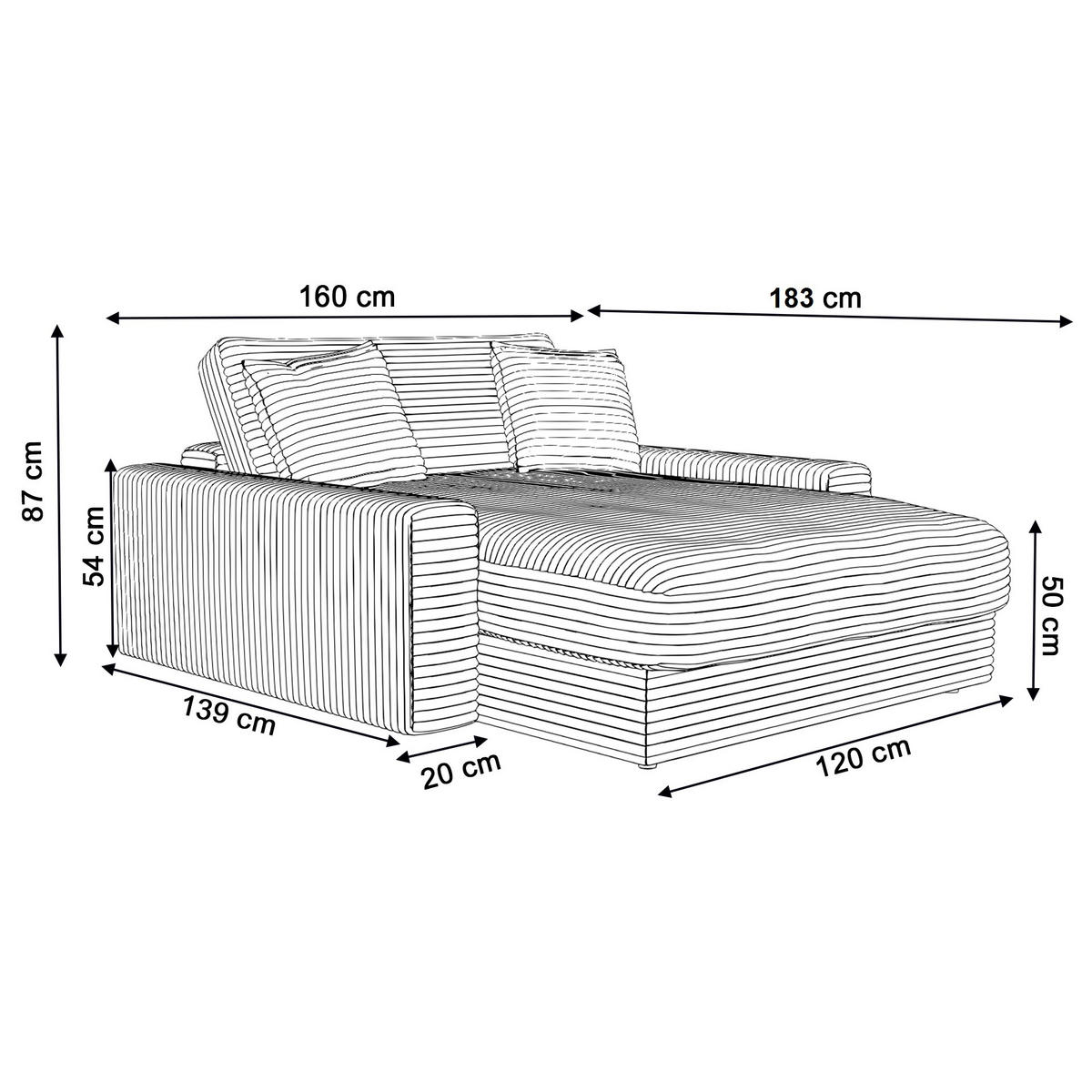 XXL-SESSEL Cord Dunkelgrau  - Dunkelgrau/Schwarz, Modern, Kunststoff/Textil (160/87/183cm) - Carryhome